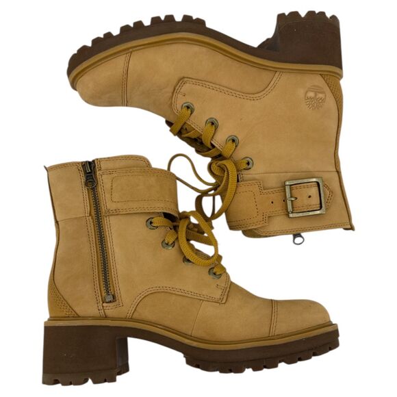 New Timberland womans lace up boots Kori Park Buckle size 7 heeled booties - Picture 2 of 9